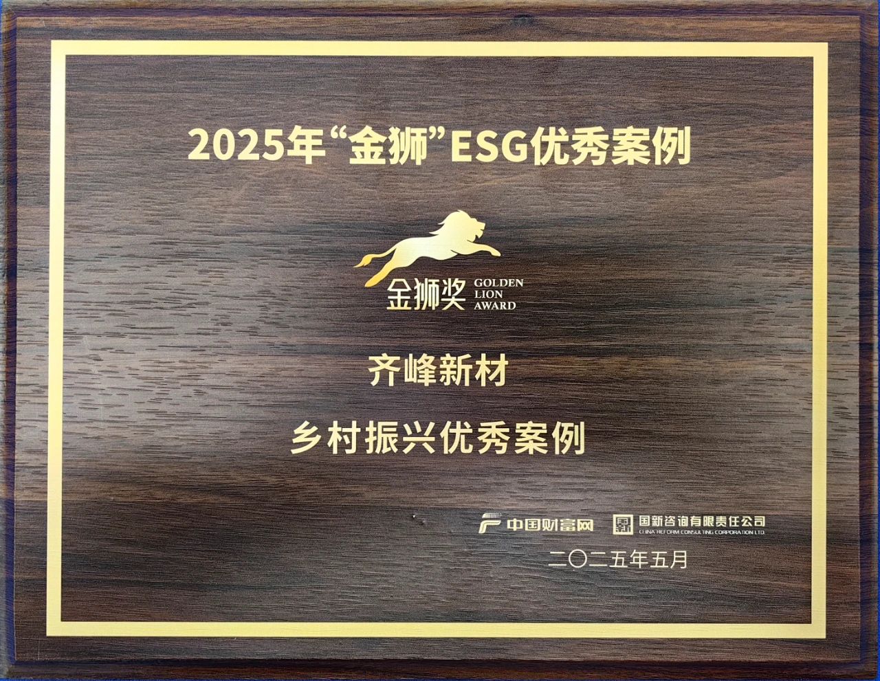 2025年5月9日永利集团304官网新材入选2025“金狮”ESG——村落振兴优良案例